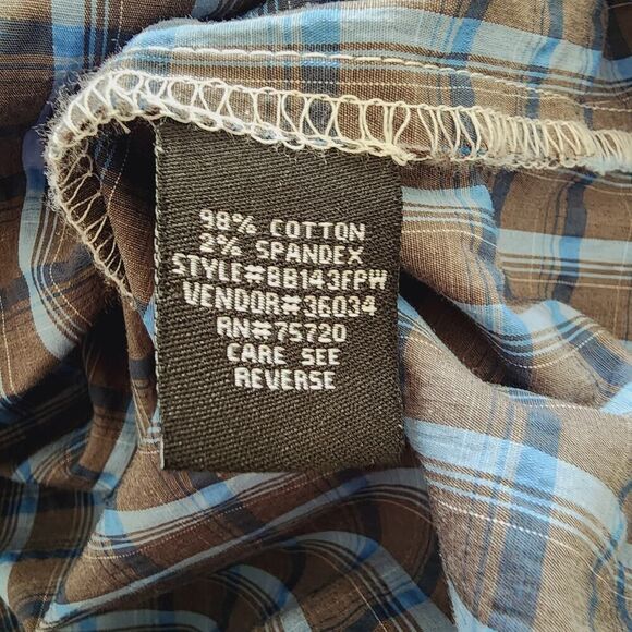 Buckle Black Athletic Fit blue brown plaid western style shirt mens size‎ XL - Picture 4 of 5